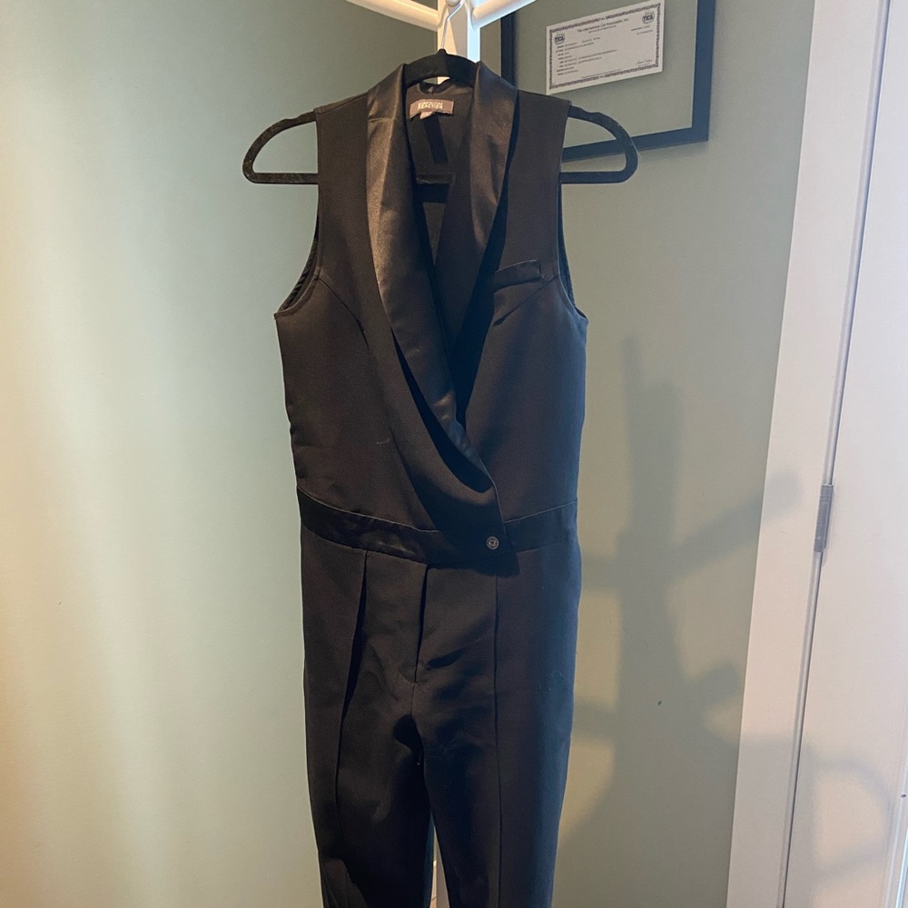 Satin lapel, one piece women’s suit